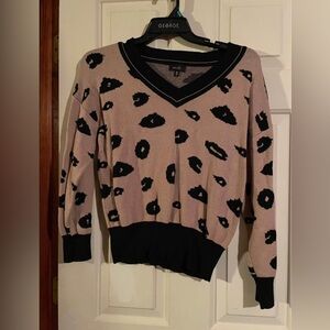 Angie Black and Cream V-Neck Sweater